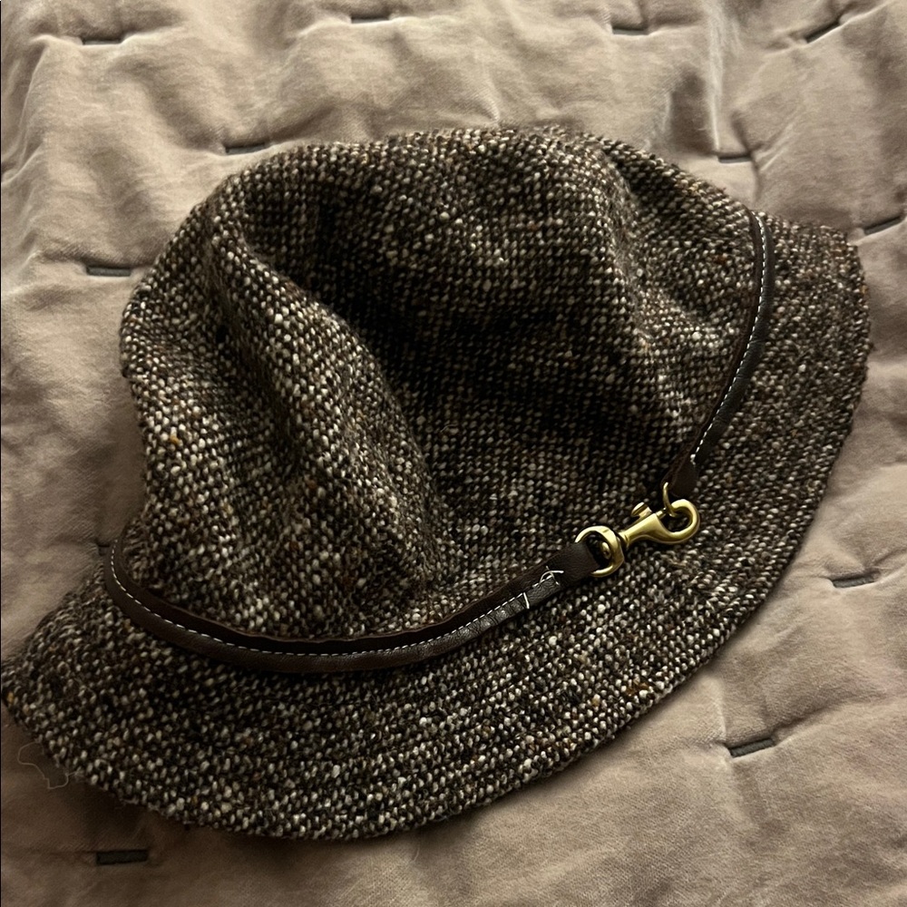 Coach Vintage Silk and Wool Dark Brown Leatherware Hat